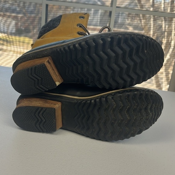 Sorel Slimpack II Boots Lace-up Waterproof Winter Duck Boots Black/Tan Leather - Picture 8 of 9